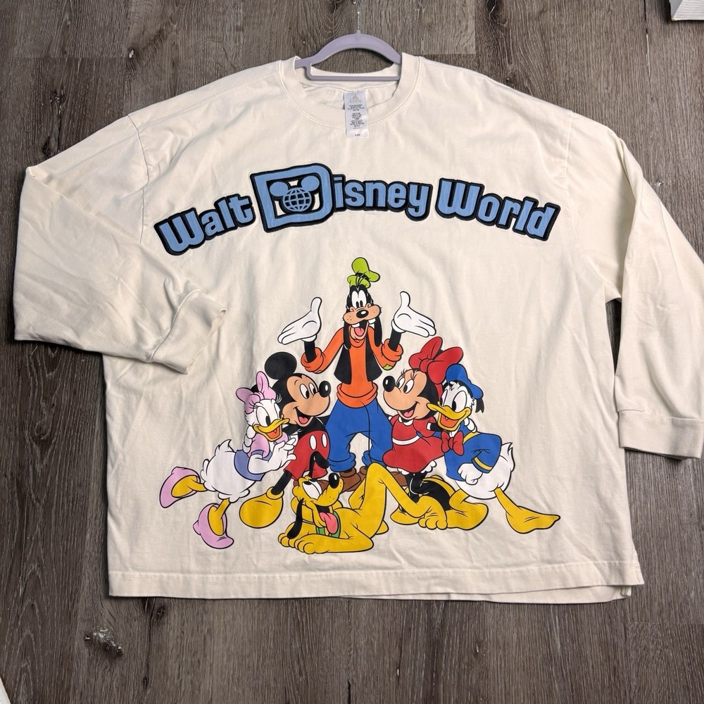 Disney Parks Mickey & Friends Crew Sz 3XL Embroidered Disney World LS T-Shirt